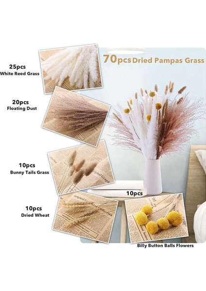 70 Adet Doğal Kurutulmuş Pampas Otu Buketi-17.7 Inç/45 cm Ev Dekorasyonu Için (Yurt Dışından) fırsatları