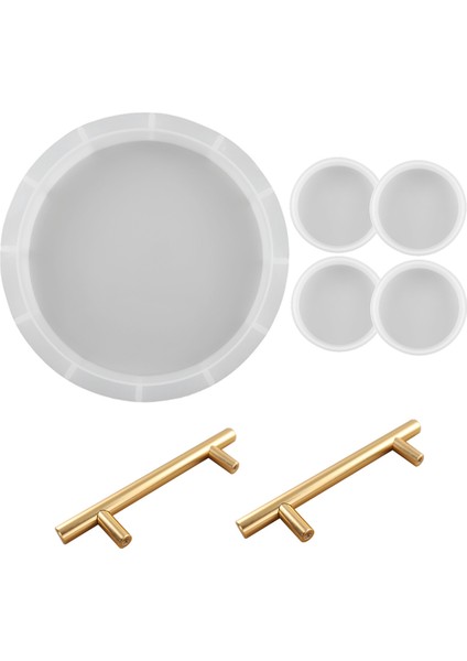 1set Dıy Kristal Epoksi Reçine Bardak Altlığı Kalıbı Yuvarlak Tepsi Silikon Kalıp (Yurt Dışından)