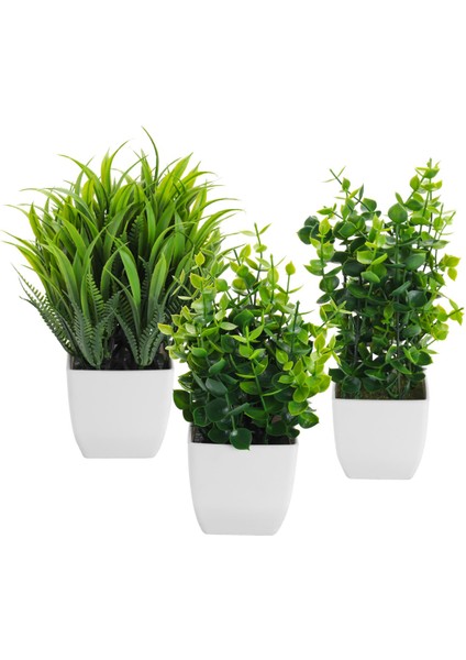 Paket Saksıda Sahte Bitkiler Yapay Okaliptüs Bitkisi Mini Saksı (Yurt Dışından)