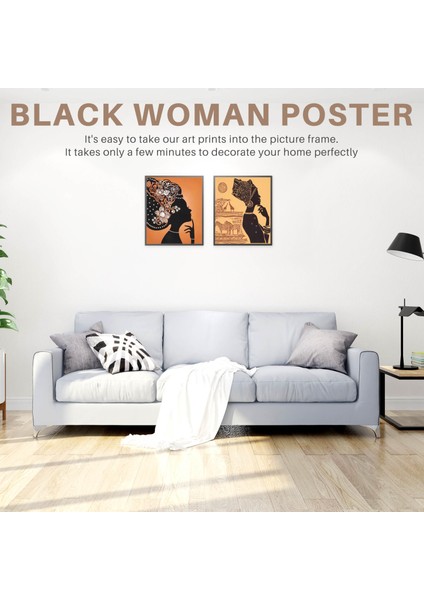 Siyah Kadın Duvar Resimleri 4'lü Set (8X10 Inç) Ofis Odası Posteri (Yurt Dışından)