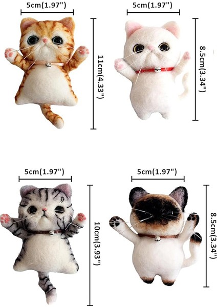 Yetişkinler Için 4 Adet Kendin Yap Kedi Broşu Yün Keçeleme Seti Talimatlı (Yurt Dışından)
