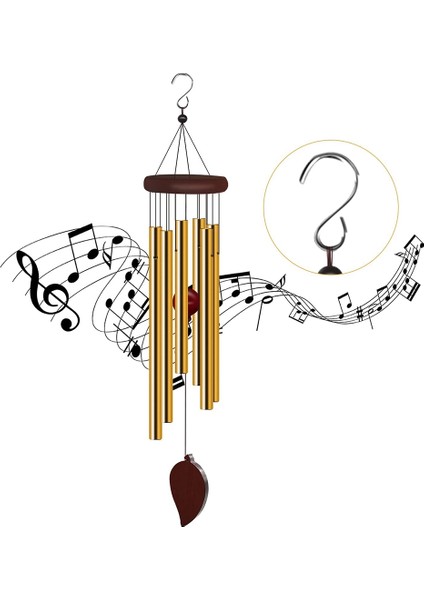 Kancalı ve 6 Tüplü Anıt Rüzgar Çanları, Ev, Bahçe, Altın (Yurt Dışından) fırsatları