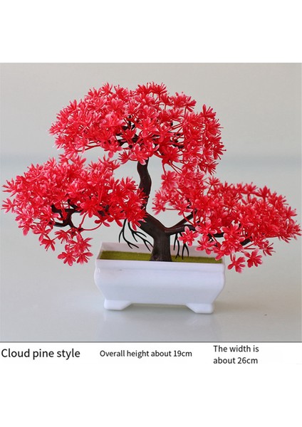 Adet Yapay Bitki Bonsai Plastik Küçük Ağaç Saksı, Kırmızı (Yurt Dışından)
