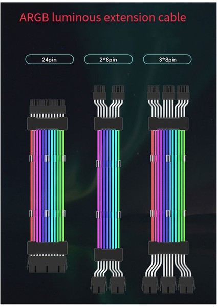 Argb Güç Kaynağı Uzatma Kablosu 3X8PIN Kordon (Yurt Dışından) fırsatları