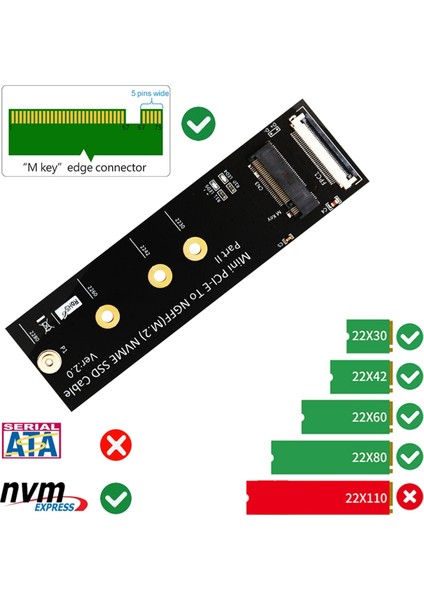 M.2 Nvme Ssd'den Mini Pcı-E Adaptörüne Ffc Kablosu (Yurt Dışından)