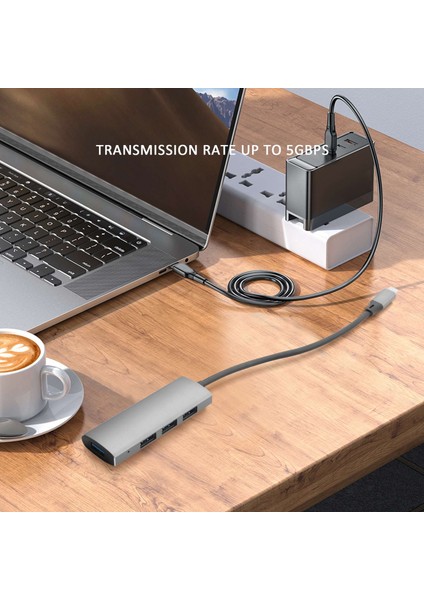 4'ü 1 Arada Type-C - USB 3.0+3x USB 2.0 Yerleştirme Istasyonu Hub Adaptörü, TC41 (Yurt Dışından)