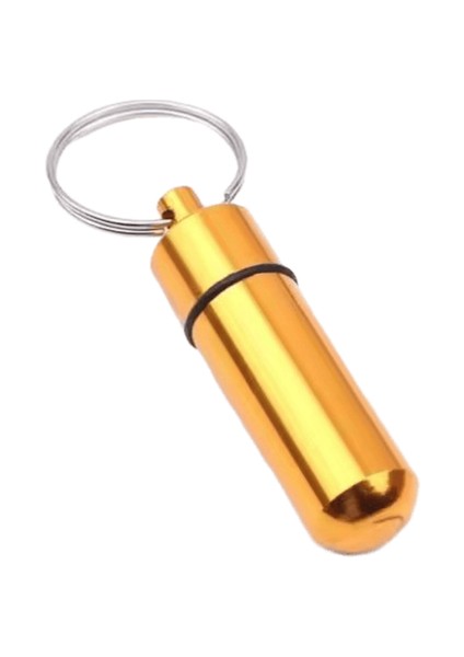 Mini Taşınabilir Su Geçirmez Metal Alüminyum Hap Kutusu Kılıf Şişe Anahtarlık Kolay Al Hap Konteyner Anahtar Chian Anahtarlık Açık Bakım Renk: Altın / Boyut: 48MM (Yurt Dışından)