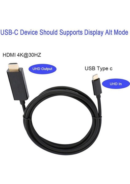 Type C Usb-C - HDMI Kablosu 6ft USB 3.1 (Thunderbolt 3 Uyumlu) (Yurt Dışından)