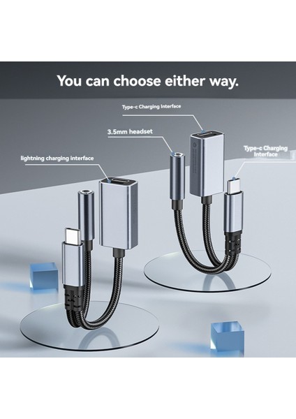 3'ü 1 Arada USB C - 3,5 Mm/type-C/ıos Aux Ses Adaptörü Gri (Yurt Dışından)