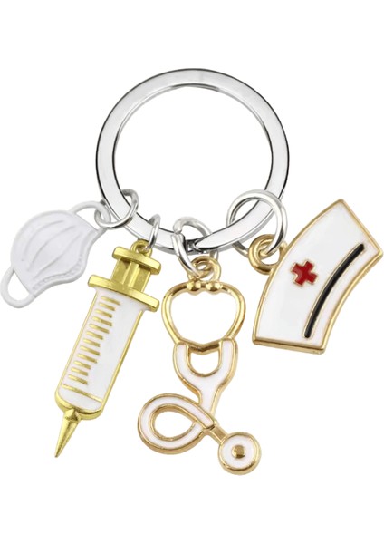 Tıbbi Alet Doktor Anahtarlık Kalp Atışı Stetoskop Şırınga Hemşire Kap Anahtarlık Hemşire Hediyeleri El Yapımı Takı Çanta Süsleri Charm (Yurt Dışından)