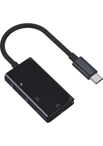 3'ü 1 Arada Tip C Kulaklık Adaptörü Cep Telefonu Tablet PD60W Siyah (Yurt Dışından)