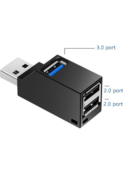 USB 3.0 Mini Ayırıcı, Pc Dizüstü Macbook U Disk Okuma, Siyah (Yurt Dışından)