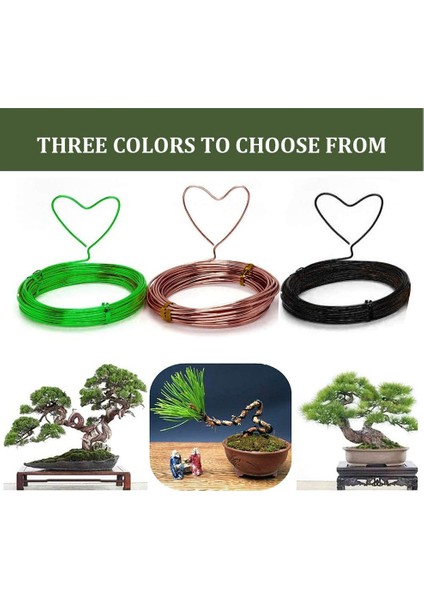 Rulo Bonsai Telleri Eloksallı Alüminyum Bonsai Eğitim Teli 3 Boyut (Yurt Dışından)