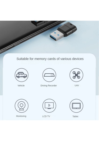 Hafıza Kartı Okuyucu Adaptörü USB 3.0 Yüksek Hızlı Flash Bellek Kartı Beyaz (Yurt Dışından)