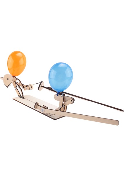 Balon Bambu Adam Savaşı - El Yapımı Ahşap Eskrim Kuklaları, B (Yurt Dışından)