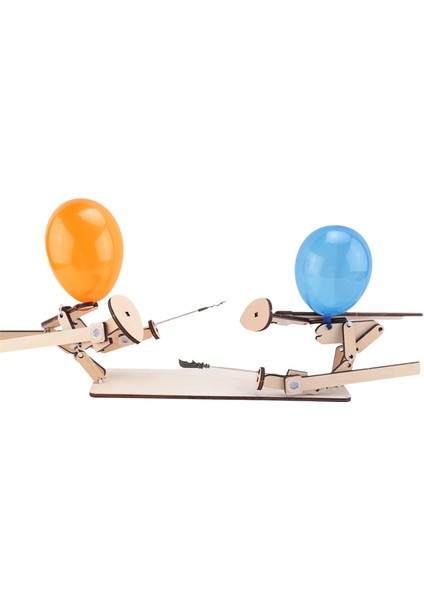 Balon Bambu Adam Savaşı - El Yapımı Ahşap Eskrim Kuklaları, B (Yurt Dışından)