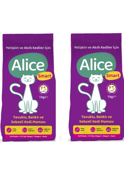 Smart Balık Tavuk Sebzeli Kedi Maması 1 kg x 2 Adet