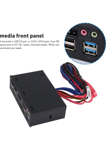 5.25" Medya Gösterge Paneli Kart Okuyucu USB 2.0 3.0 20 Pin E-Sata Ön (Yurt Dışından)