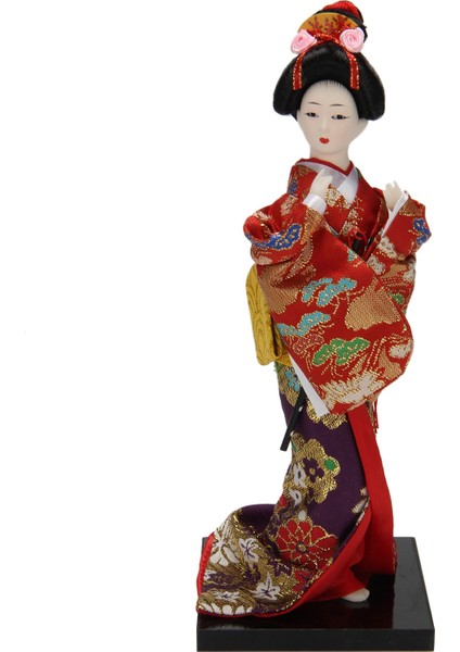 Japon Geyşa Bebekleri Kimono El Yapımı Ipek Halk Dekoru Sergileme A22 (Yurt Dışından)