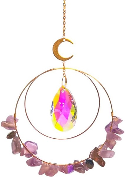 Kristallerle Suncatcher Altın, Ay Göksel Temalı, Işık Yansıması (Yurt Dışından)