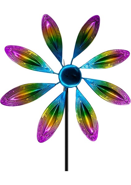 Demir Metal Yel Değirmeni Pinwheel Rüzgar Döndürücü Çocuk Oyuncağı Açık Hava-Mor (Yurt Dışından)