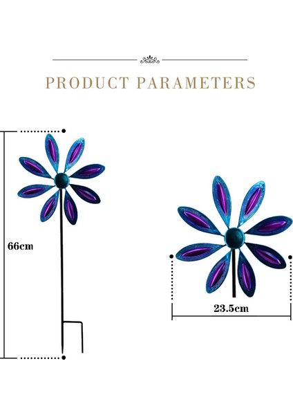 Demir Metal Yel Değirmeni Pinwheel Rüzgar Döndürücü Çocuk Oyuncağı Açık Hava-Mor (Yurt Dışından)