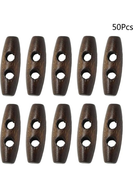 50 Adet Ahşap Düğmeler Oval Çift Delikli Dikiş Düğmeleri (Koyu Kahve) (Yurt Dışından)