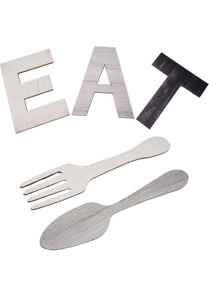 Eat Işareti, Çatal ve Kaşık Duvar Dekoru Seti, Ahşap Yemek Dekorasyonu (Gri) (Yurt Dışından)