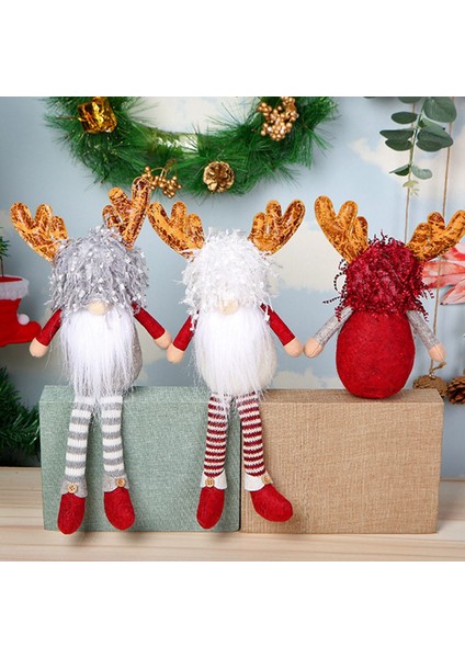 Noel Rudolph Yüzsüz Yaşlı Adam Bebek Pencere Bebek Dekoru Uzun Bacaklar (Yurt Dışından)