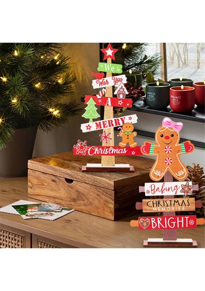 Ahşap Noel Ağacı Masa Dekorasyonu Masa Orta Parçaları Süsleme (Yurt Dışından) fiyatları