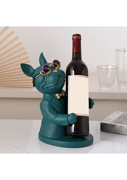 Modern Fransız Bulldog Heykeli Şarap Rafı Figür Minyatür A (Yurt Dışından)