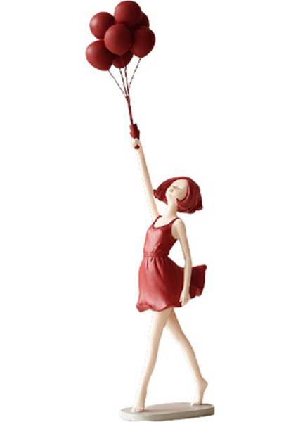 Balon Kız Dekoru Ev Figürü Heykel Heykel Yatak Odası Masası C (Yurt Dışından)