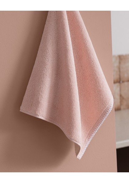 Aveline Kroşeli %100 Pamuk Yüz Havlusu - Pudra/beyaz - 50X70 cm fiyatları