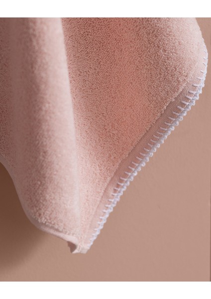 Aveline Kroşeli %100 Pamuk Yüz Havlusu - Pudra/beyaz - 50X70 cm modelleri