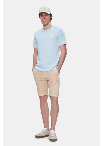 Valor Camel Gabardin Nakışlı Standard Fit Erkek Şort