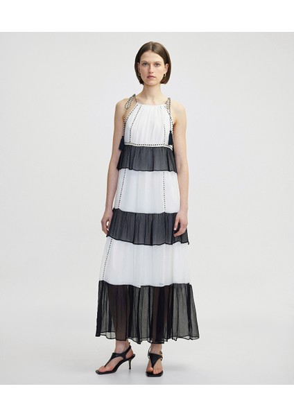 Halter Yaka Colorblock Elbise IS1250002354001