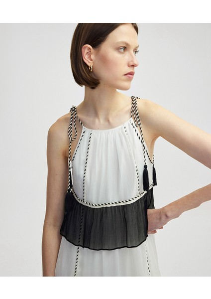 Halter Yaka Colorblock Elbise IS1250002354001