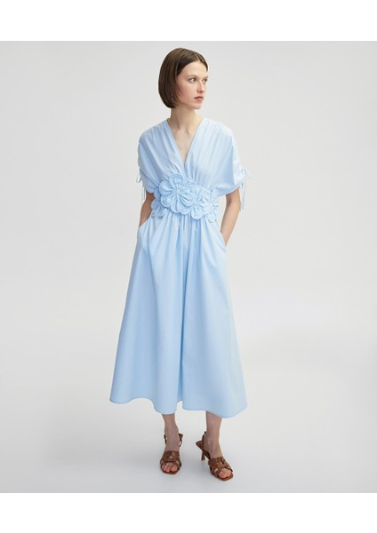 Çiçek Aplikeli Poplin Elbise IS1250002375028