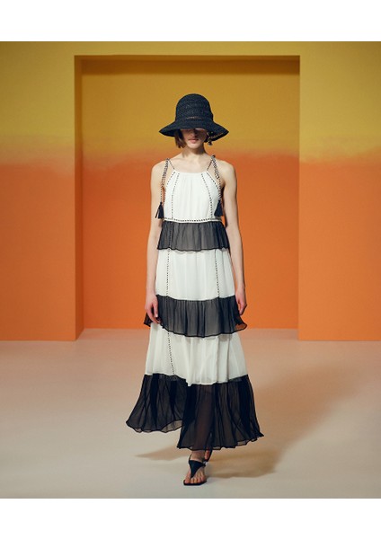 Halter Yaka Colorblock Elbise IS1250002354001