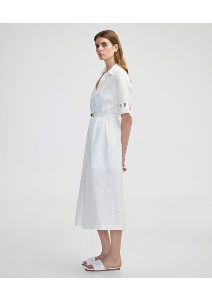 Cutout Detaylı Keten Elbise IS1250002333002 modelleri
