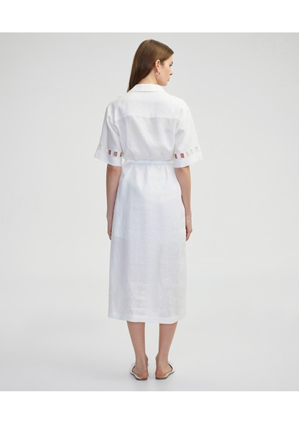 Cutout Detaylı Keten Elbise IS1250002333002 fırsatları