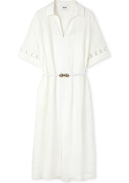 Cutout Detaylı Keten Elbise IS1250002333002 indirimleri