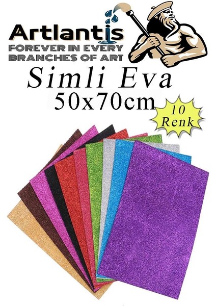 Simli Eva 50X70 cm 10 Renk 1 Paket Simli Eva Süngeri 10'lu Okul Kreş Anasınıfı Elişi Etkinlikleri