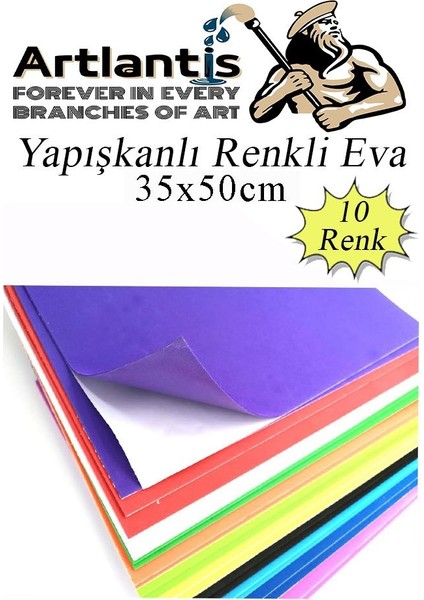 Yapışkanlı Eva 35X50 cm 10 Renk 1 Paket Yapışkanlı Eva Süngeri 10'lu Okul Kreş Anasınıfı Elişi Etkinlikleri fiyatları