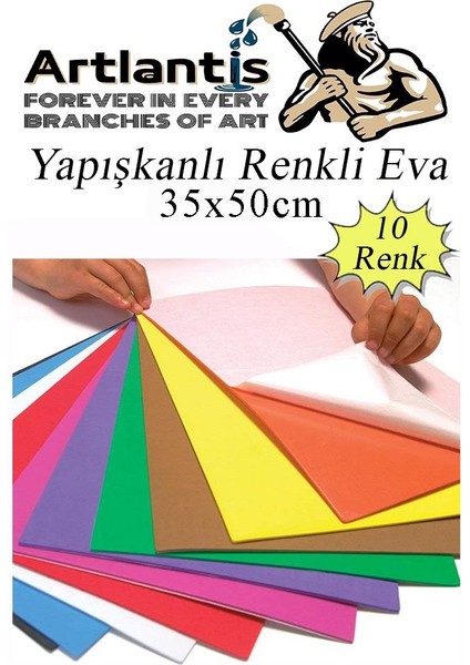 Yapışkanlı Eva 35X50 cm 10 Renk 1 Paket Yapışkanlı Eva Süngeri 10'lu Okul Kreş Anasınıfı Elişi Etkinlikleri modelleri