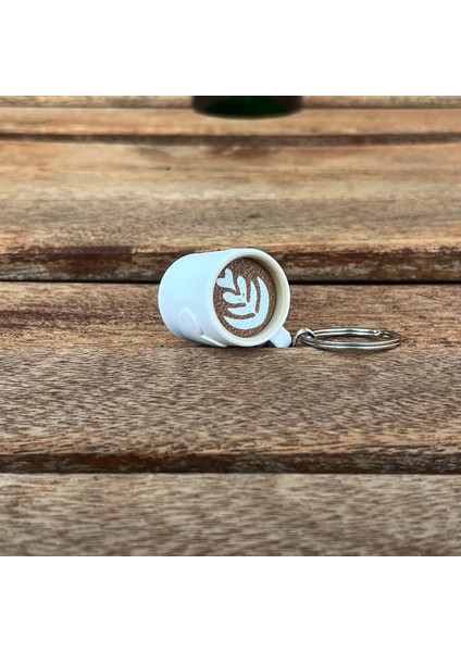 Latte Art Kahve Kupası Anahtarlık - Barista Aksesuarı, Kahve Severler Için Özel Tasarım