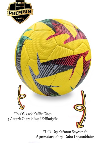 Sarı Futbol Topu ve Pompa Seti - 5 Numara Beden, Sert Zemin ve Halı Saha İçin Uygun, Hediye Pompa İle Profesyonel Top fırsatları