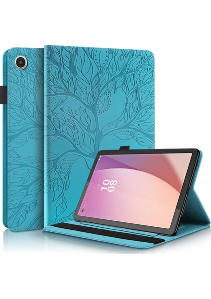 Lenovo Tab M8 (4th Gen) Için Flip Kılıf Darbeye Dayanıklı Kabartmalı Tablet Kılıfı Braket ve Kart Yuvası ile (Yurt Dışından)