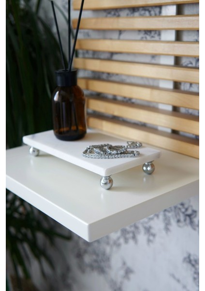 Beyaz Mermer Dikdörtgen Sunum Tabağı 20X10 cm | Takılık & Dekoratif Stand
