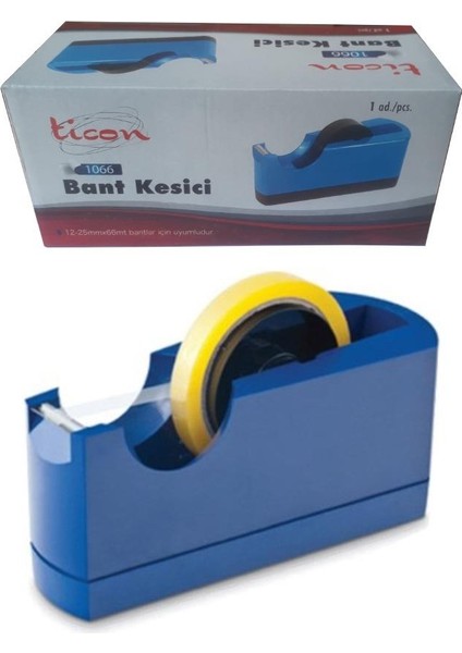 Büyük Bant Kesme Makinesi Mavi ve 3 Adet 12X66 Metre Bant Masa Üstü Bant Makinesi Bant Kesici indirimleri